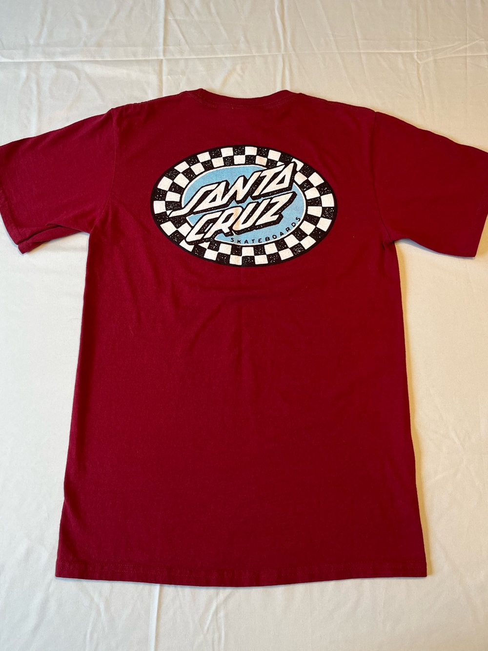 Santa Cruz Skateboards Burgundy Checkerboard Graphic Tee Small